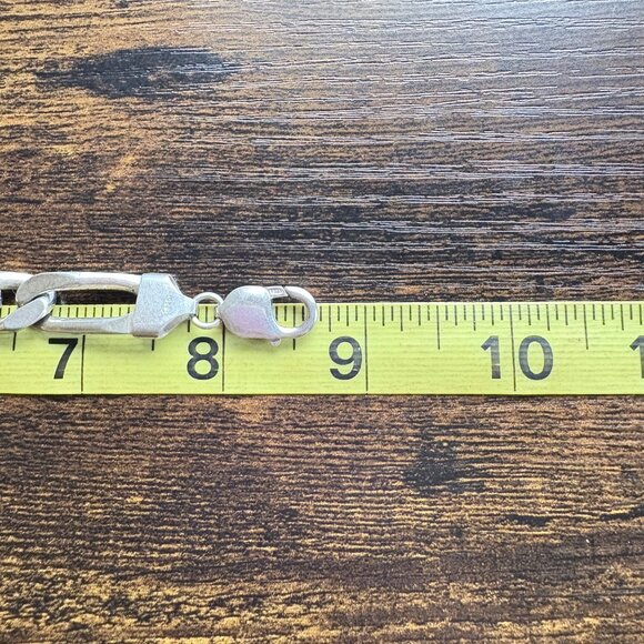 VTG Sterling Silver 925 Heavy Figaro Link Chain Bracelet Size 8.5" Length - Picture 8 of 10